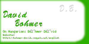 david bohmer business card